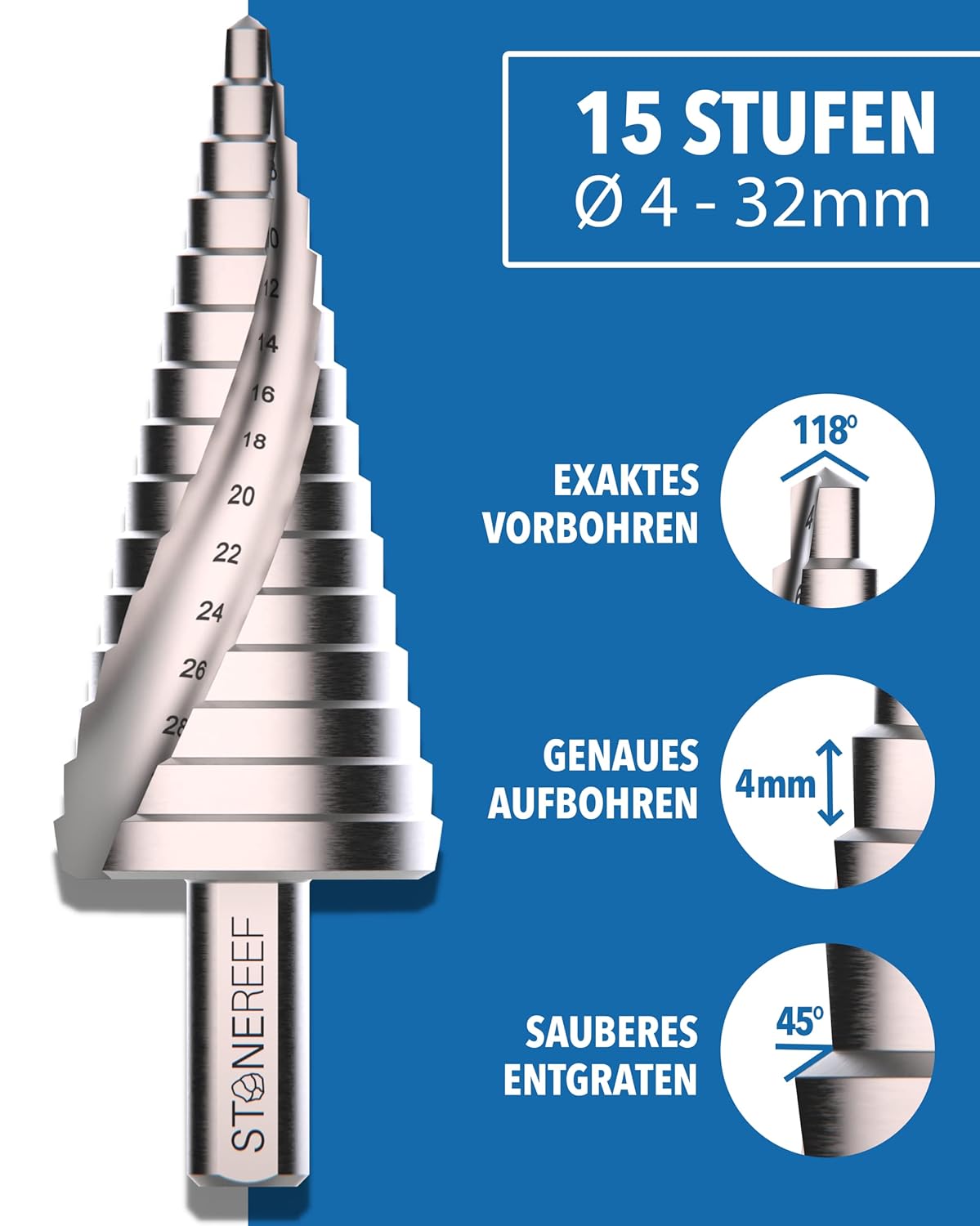 Stufenbohrer Profi aus HSS Stahl