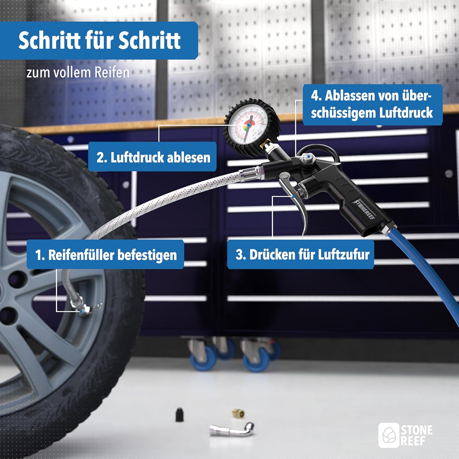 Reifenfüller mit Manometer
